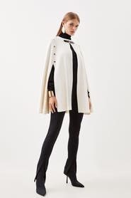 Karen Millen Popper Detail Knit Cape Coat