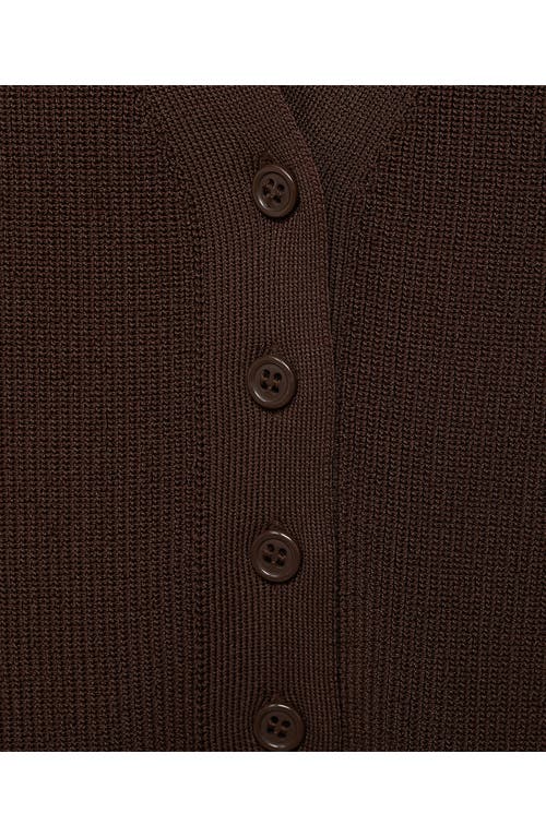 Mango Button Front Knit Vest In Brown