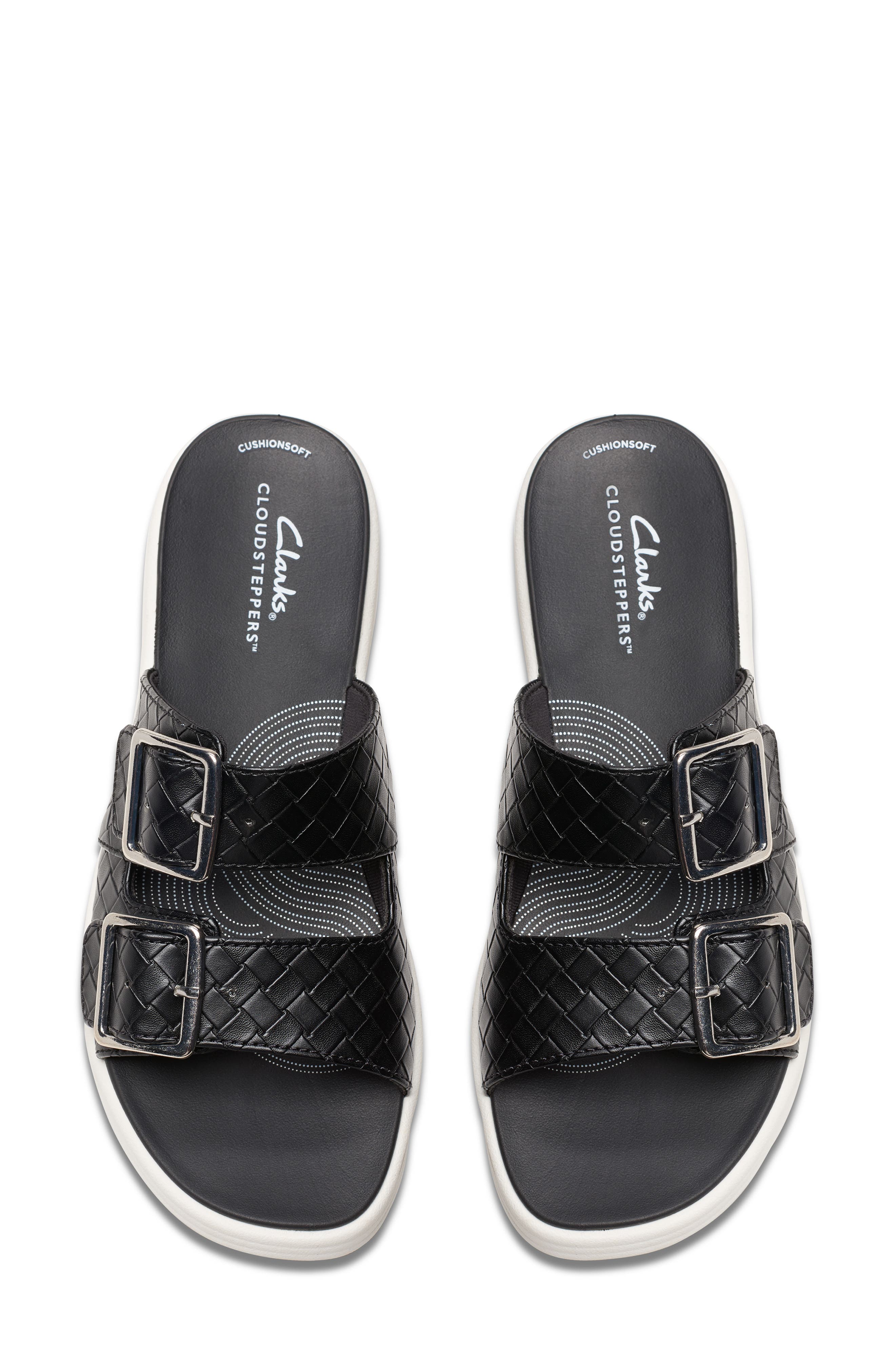 Clarks<sup>®</sup> Drift Buckle Slide Sandal, Alternate, color, Black Woven