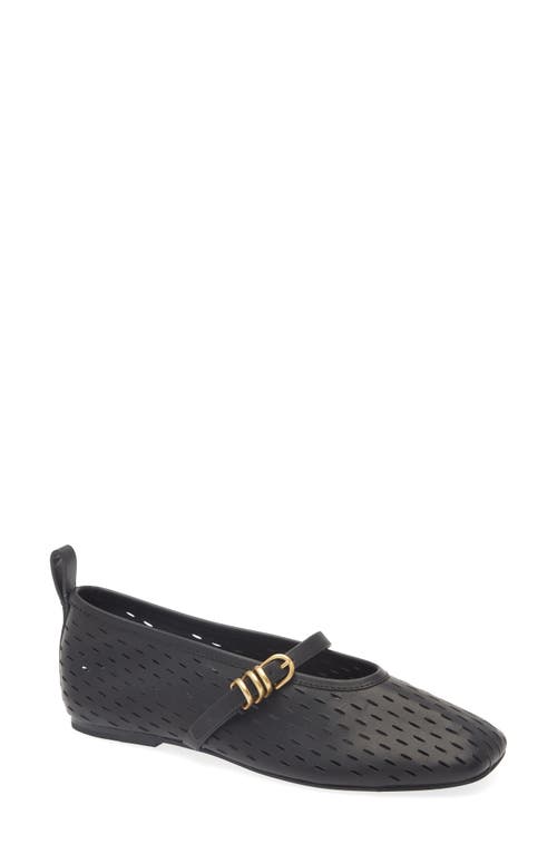 Rag & Bone Black Spire Perforated Leather Mary Jane Ballerina Flats In Black Perforated