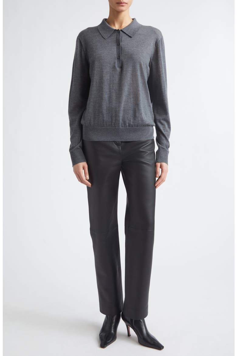 Miles Long Sleeve Cashmere Polo Sweater, Alternate, color, ANTHRACITE MELANGE
