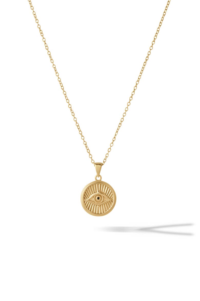 Courage Evil Eye Pendant Necklace, Main, color, GOLD