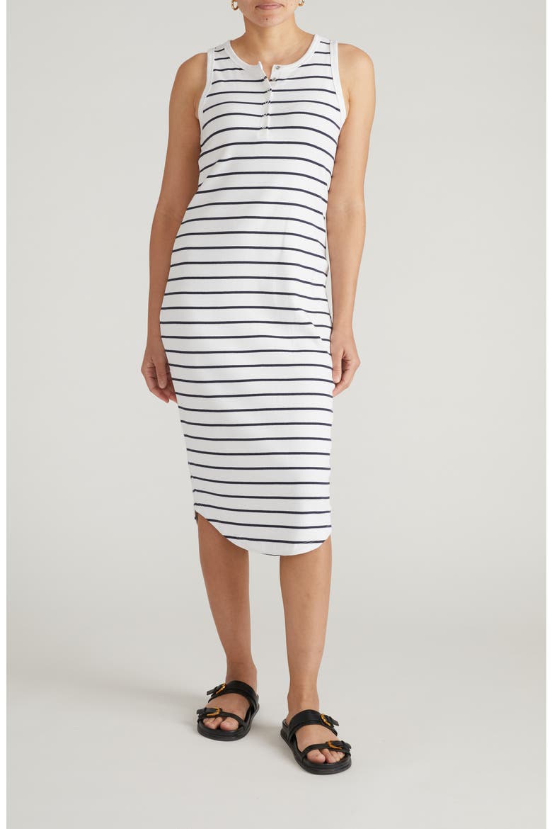 Romera Sleeveless Rib Midi Dress, Main, color, NAUTICAL NAVY STRIPE