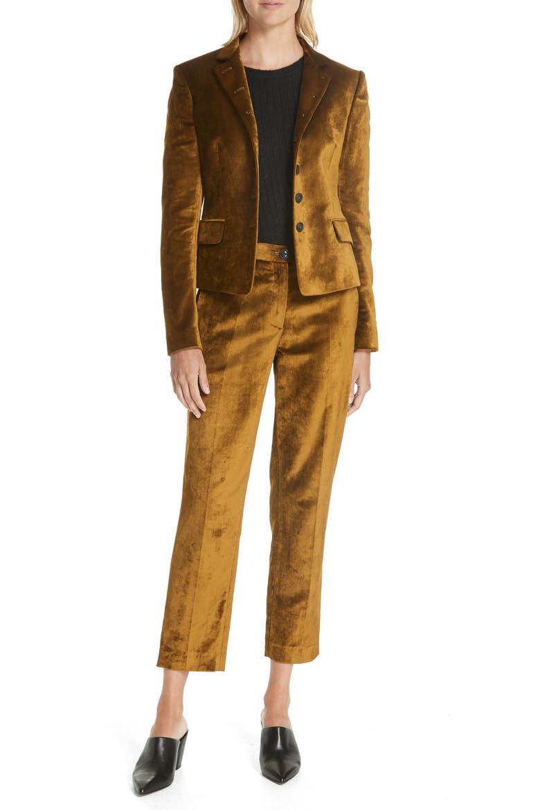 Rei Velvet Blazer, Main, color, OLIVE