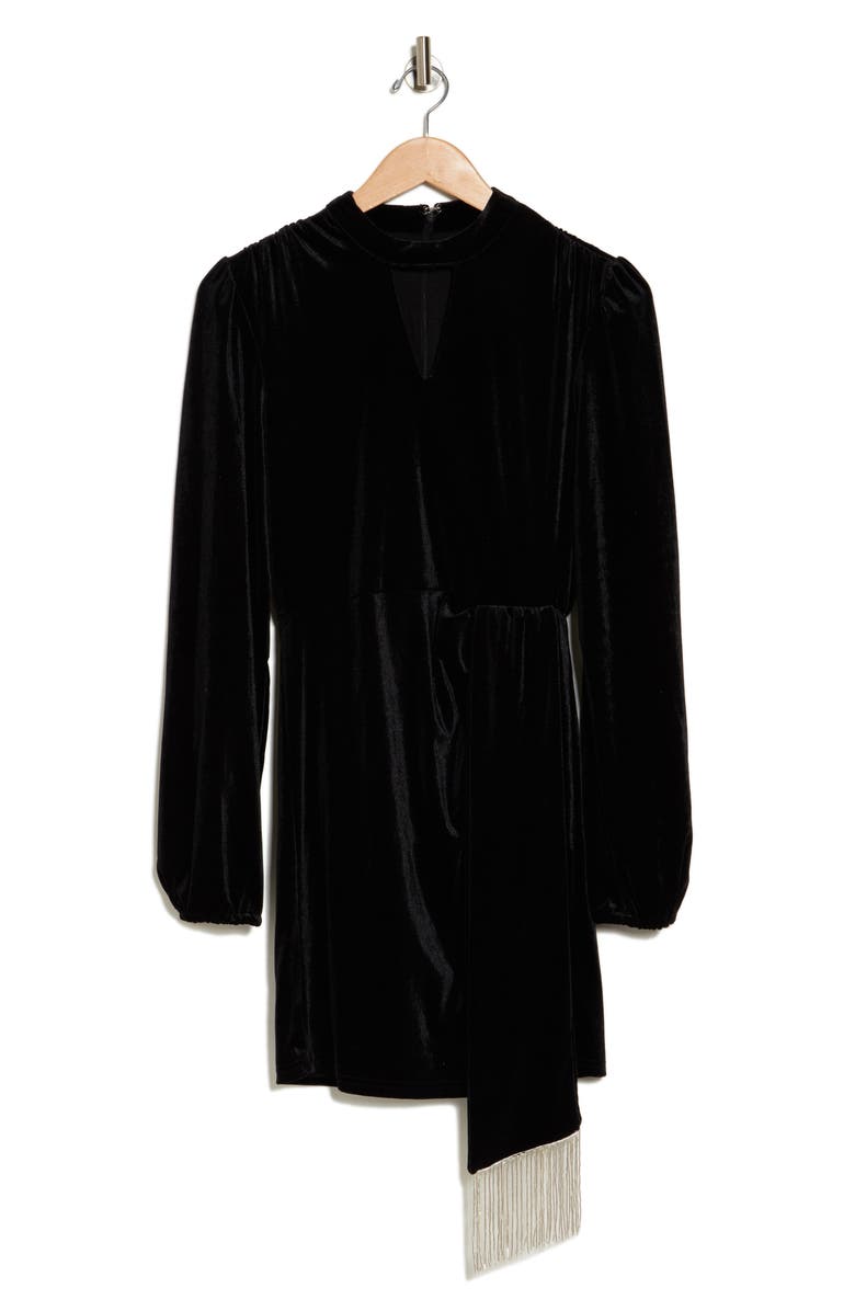 Rachel Parcell Keyhole Long Sleeve Velvet Minidress, Alternate, color, 