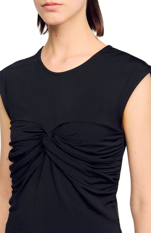 Sandro Draped T-shirt In Black