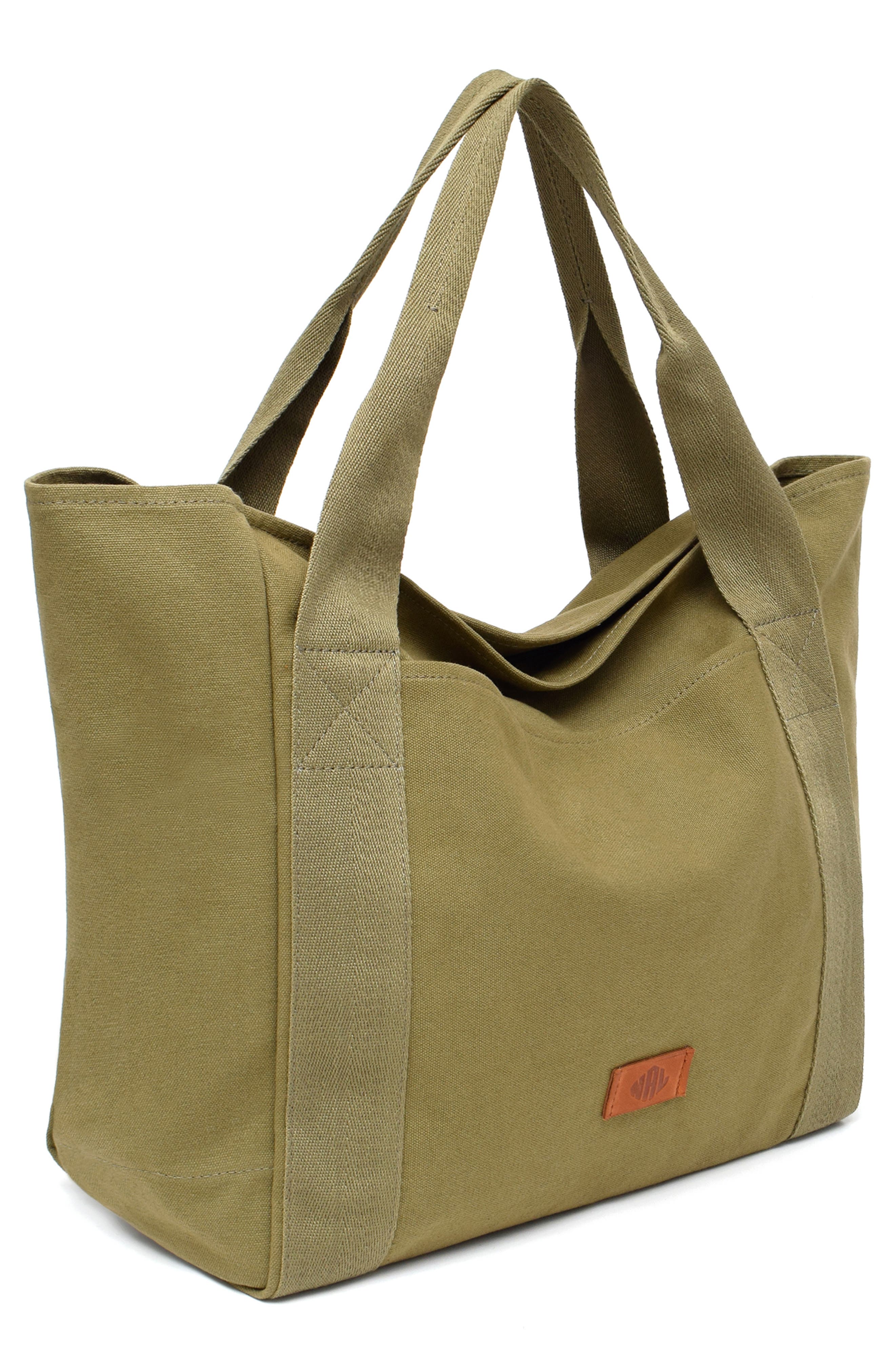New Amsterdam Leatherworks Liliana Large Canvas Tote Bag, Alternate, color, Olive