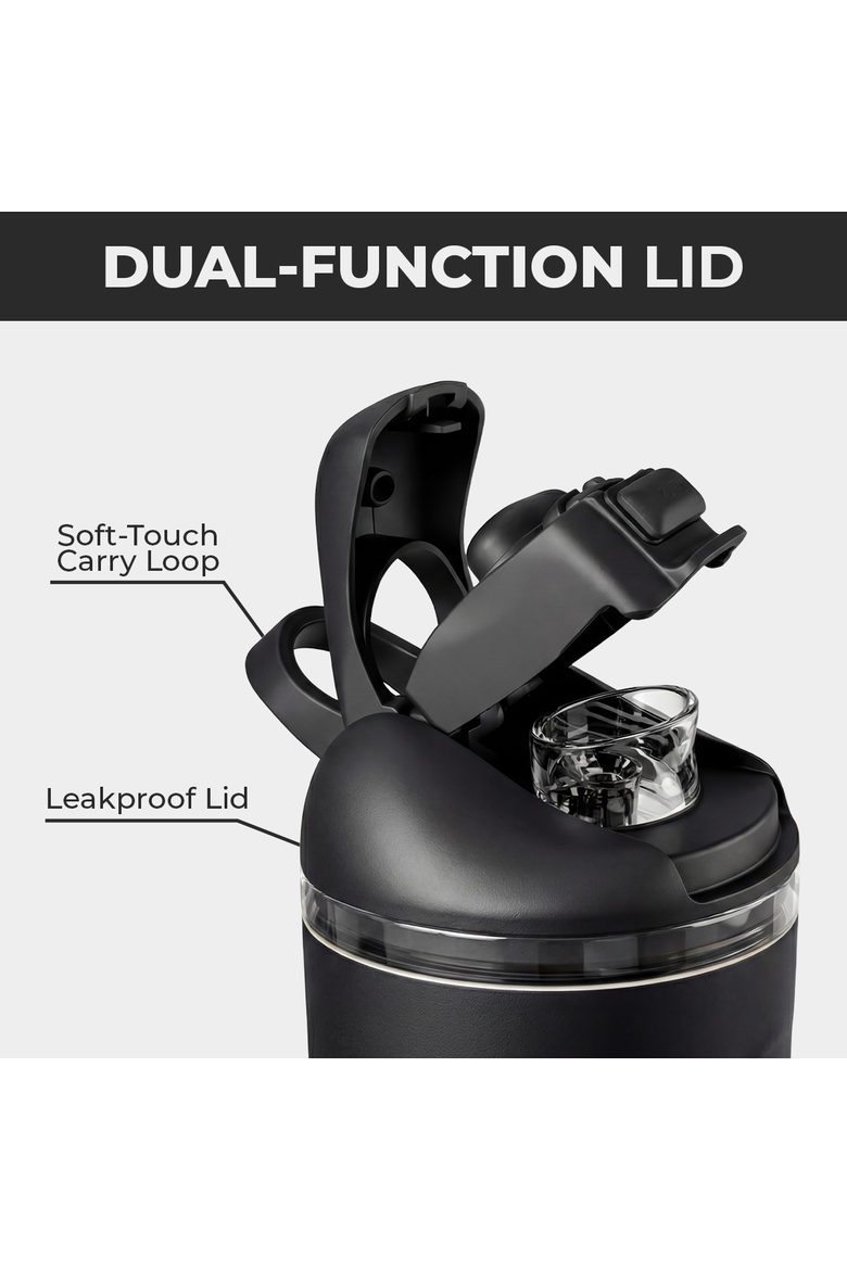 Ease2o 32oz Insulated Stainless Steel Water Bottle With Dual Sip & Chug Lid, Alternate, color, Black
