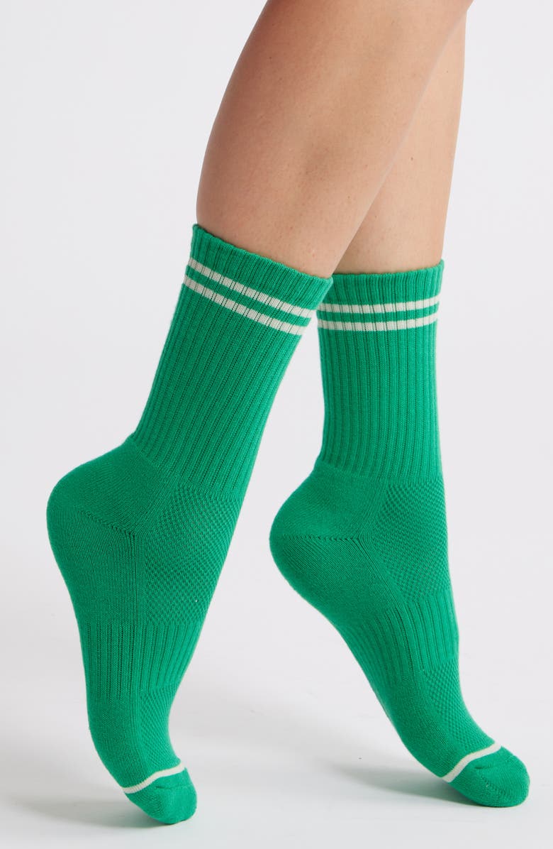 Le Bon Shoppe Boyfriend Crew Socks, Main, color, Kelly Green