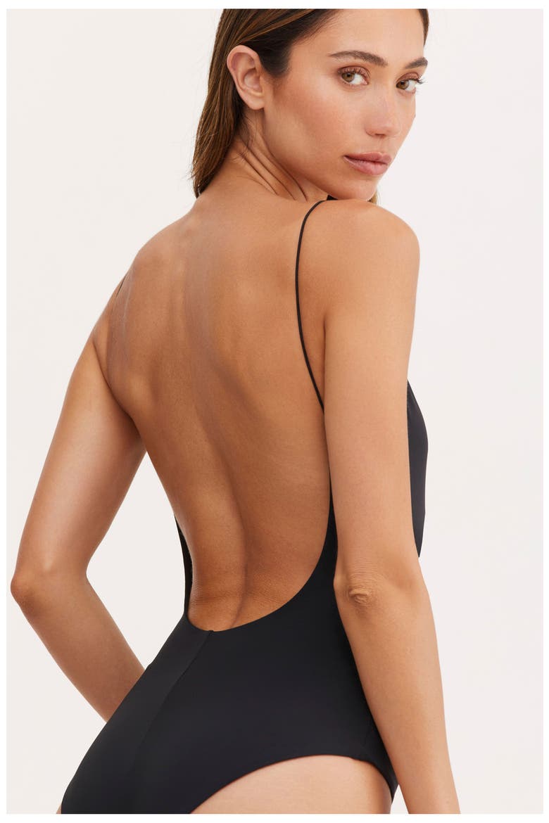Cloe Square Neck Open U-Back One Piece, Alternate, color, Black