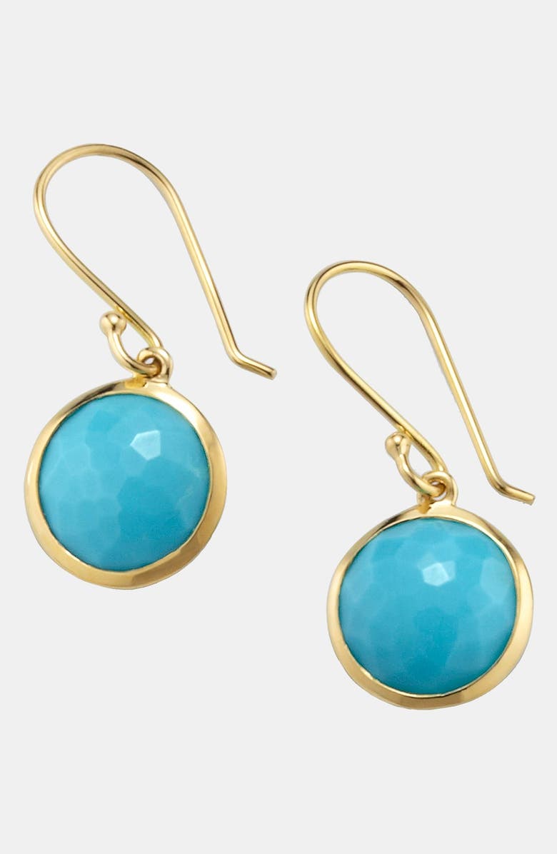 Ippolita Mini Rock Candy - Lollipop 18K Gold Drop Earrings, Main, color, Yellow Gold/Turquoise