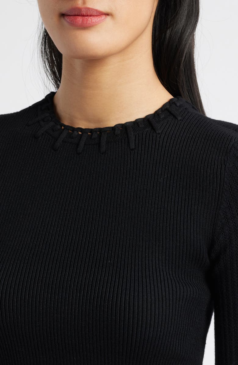 Wit & Wisdom Elbow Sleeve Rib Sweater, Alternate, color, Black
