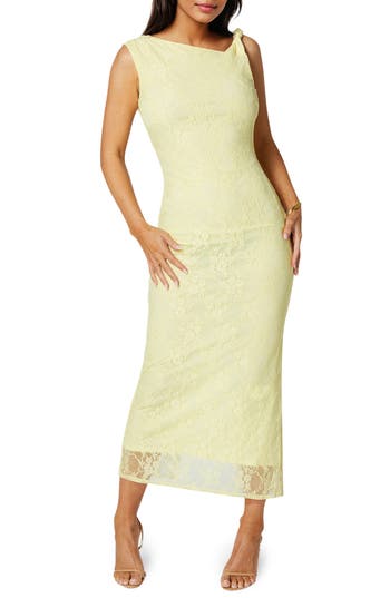 Bebe Twist Lace Body-con Maxi Dress In Yellow