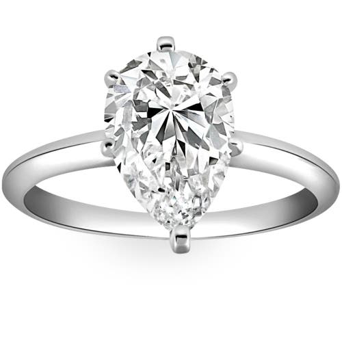 Bliss Diamond 3ct Platinum Pear Shaped Diamond 6-prong Solitaire Engagement Ring Lab Grown In Platinum