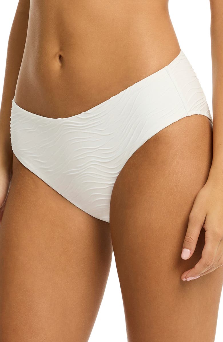 Sea Level De Soleil Mid Bikini Bottoms, Alternate, color, White