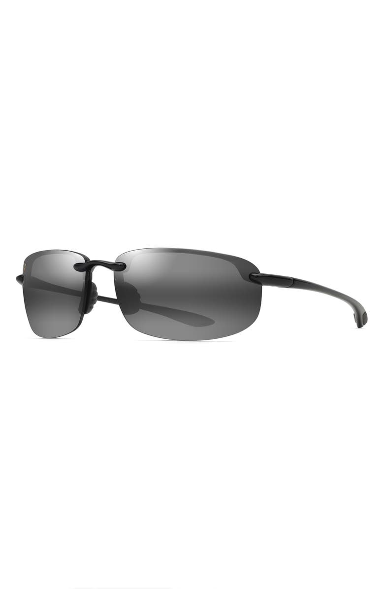Maui Jim Hookipa 64mm Polarized Rectangle Sunglasses, Alternate, color, Black / Grey