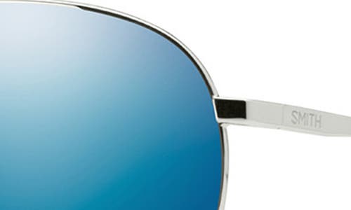 Smith Langley Ii 61mm Chromapop™ Polarized Aviator Sunglasses In Silver/blue Mirror