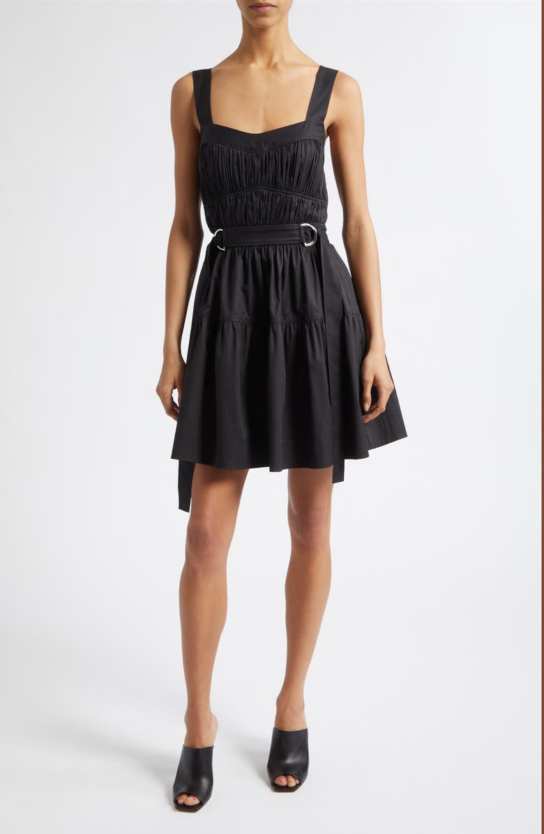 Derek Lam 10 Crosby Ivana Tiered Belted Minidress, Main, color, Black