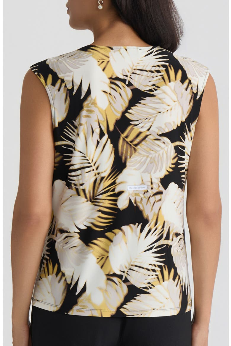 Palm Print Keyhole Sleeveless Top, Alternate, color, BLACK MULTI