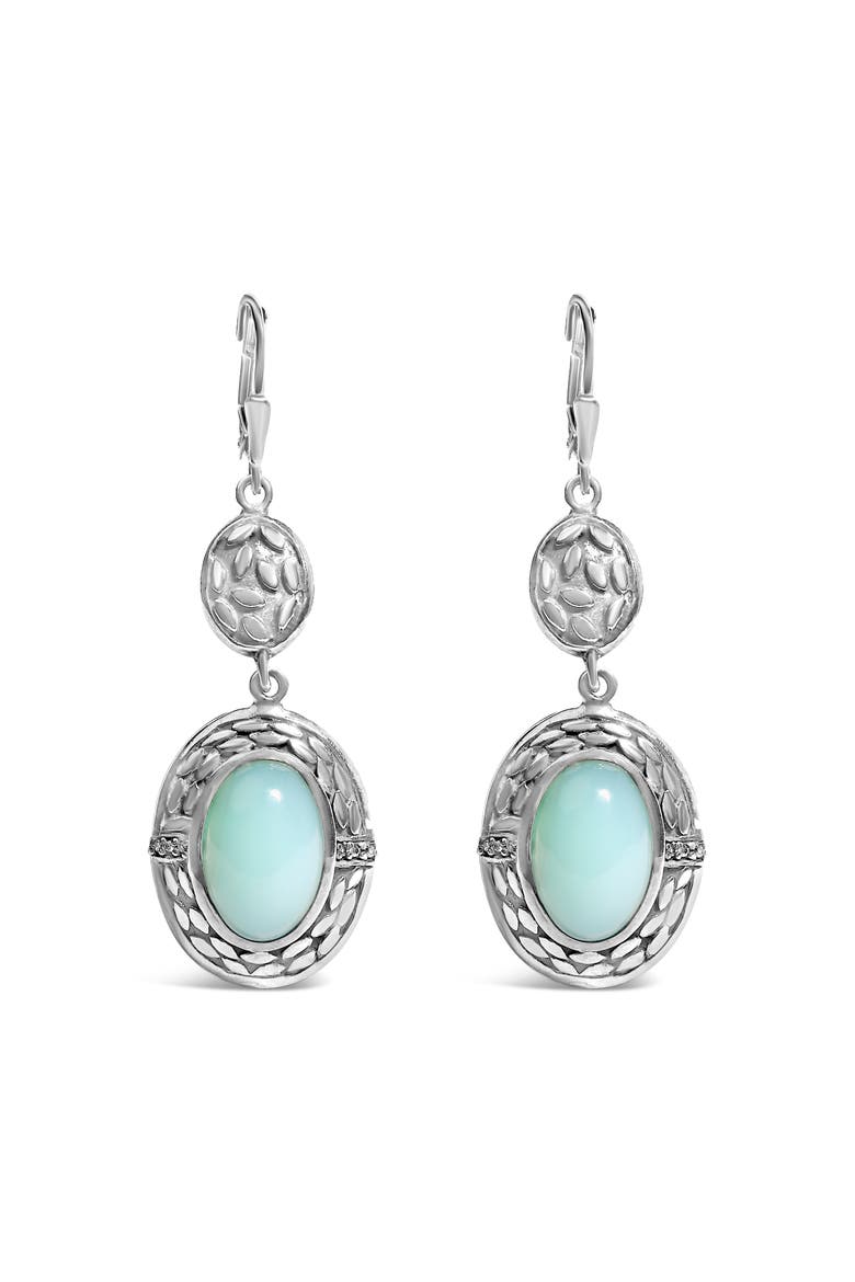 Silver Chalcedony Diamond Accent Drop and Dangle Earring, Main, color, White