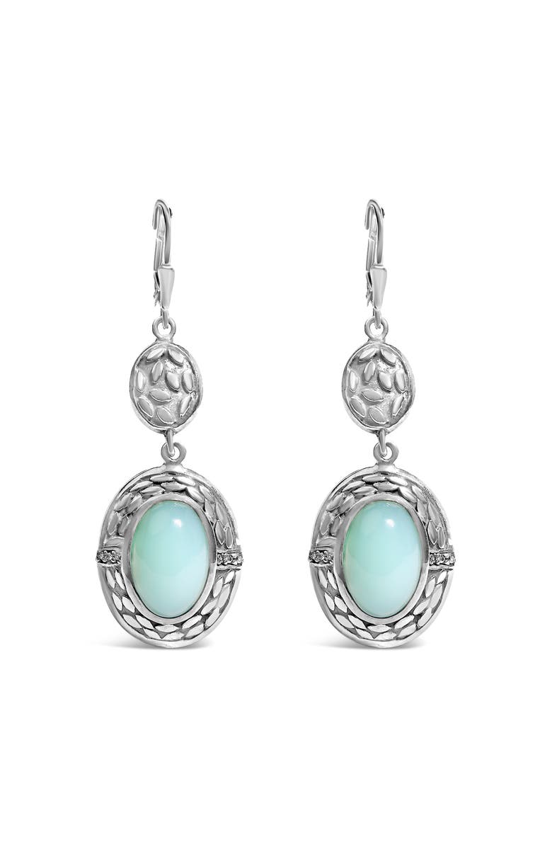 Haus of Brilliance Silver Chalcedony Diamond Accent Drop and Dangle Earring, Main, color, White