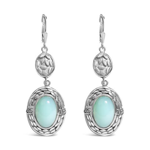 Silver Chalcedony Diamond Accent Drop and Dangle Earring