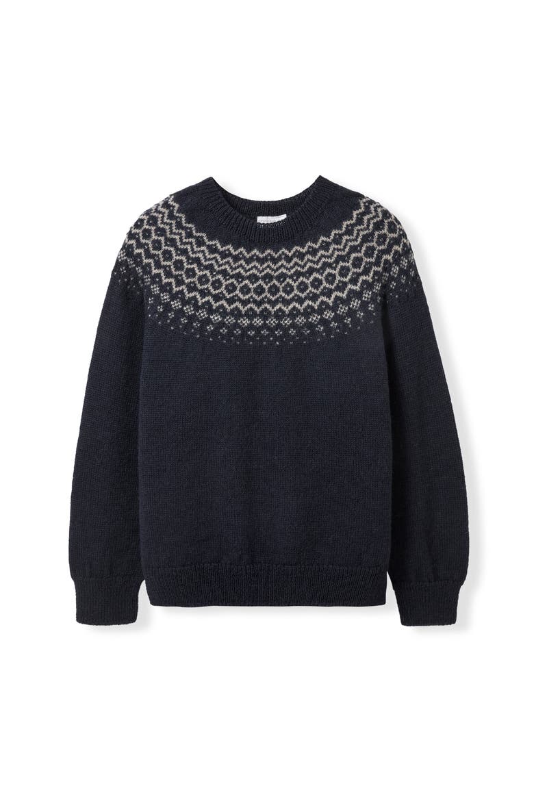 Graduated Fair Isle, Alternate, color, Navy / Ecru