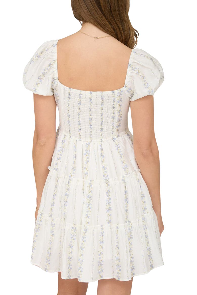 Floral Print Puff Sleeve Minidress, Alternate, color, BLUE MULTI