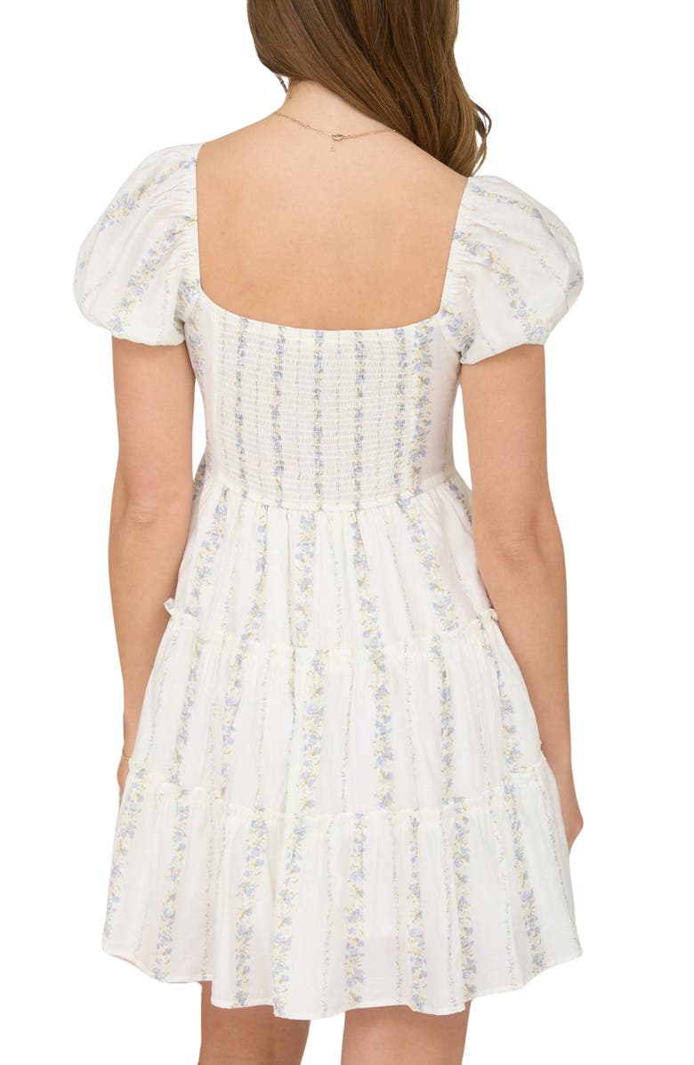 Blu Pepper Floral Print Puff Sleeve Minidress, Alternate, color, Blue Multi