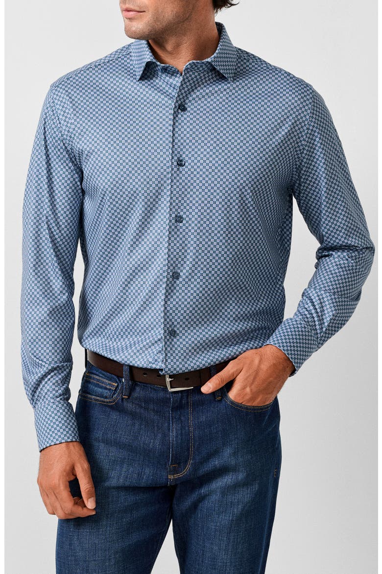Geometric Print Pima Cotton Shirt, Main, color, HUNTER/ MULTI