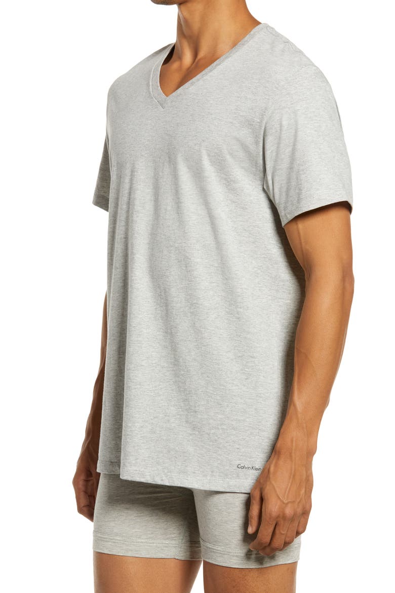 3-Pack Cotton V-Neck T-Shirt, Alternate, color, HEATHER GREY/ WHITE/ BLACK