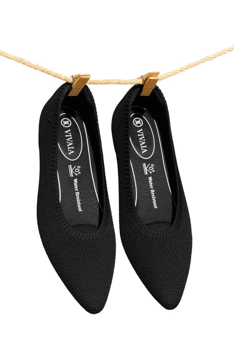 VIVAIA Pointed-Toe Ballet Flats, Alternate, color, Black - Water Repellent