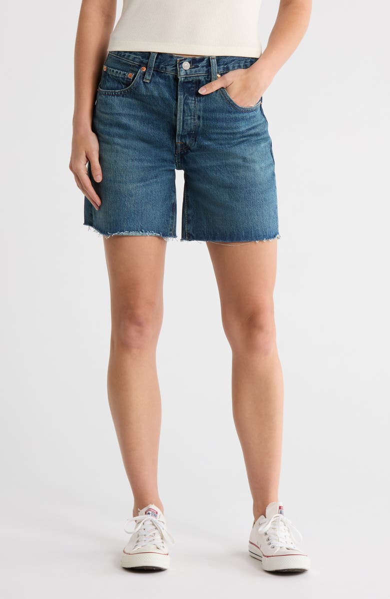 Levi's<sup>®</sup> 501<sup>®</sup> Mid Thigh Denim Cutoff Shorts, Main, color, Resignation