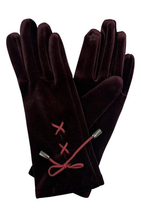 Tech Velvet Lace-Up Gloves