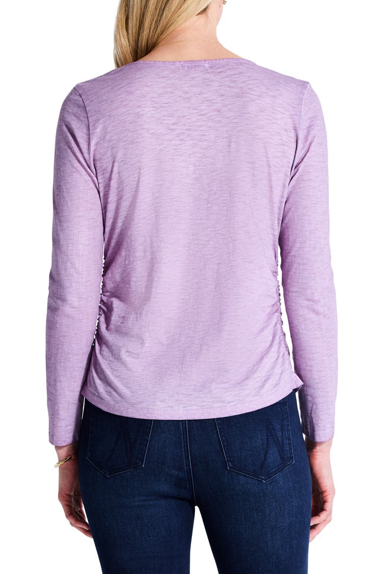 Ruched Long Sleeve Cotton Top, Alternate, color, CALLA LILY