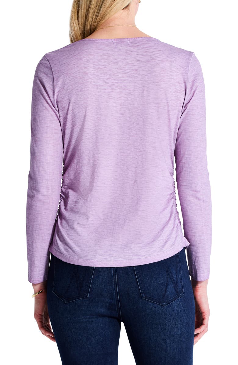 NZT by NIC+ZOE Ruched Long Sleeve Cotton Top, Alternate, color, Calla Lily