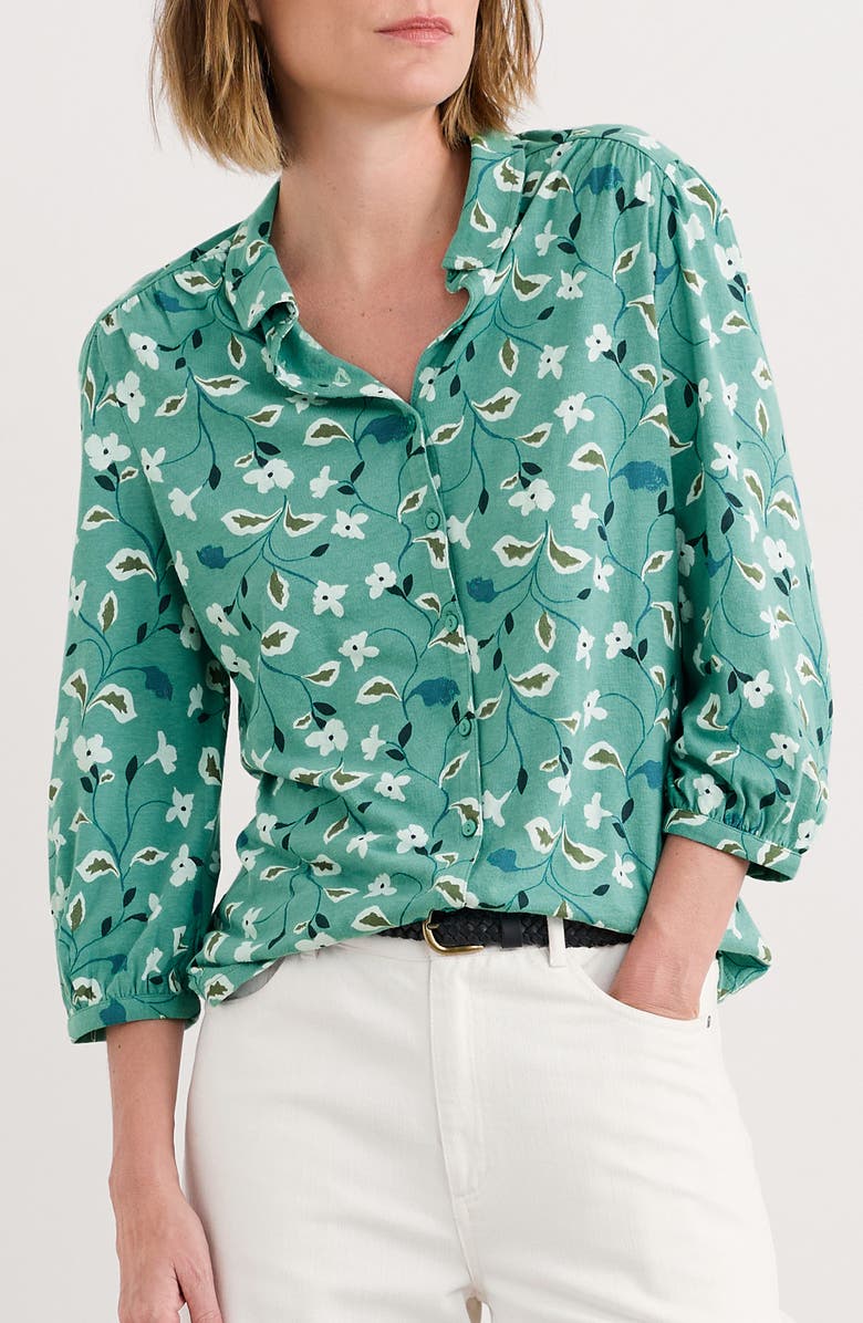 Seasalt Cornwall Embrace Floral Button-Up Shirt, Alternate, color, Chalk Flower Sage Leaf