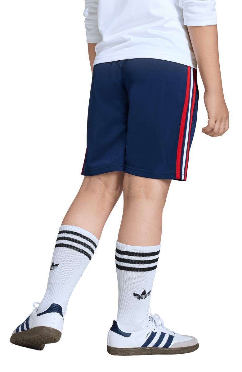 adidas Originals Kids' Firebird Recycled Polyester Shorts, Alternate, color, Night Indigo/ Dark Gold