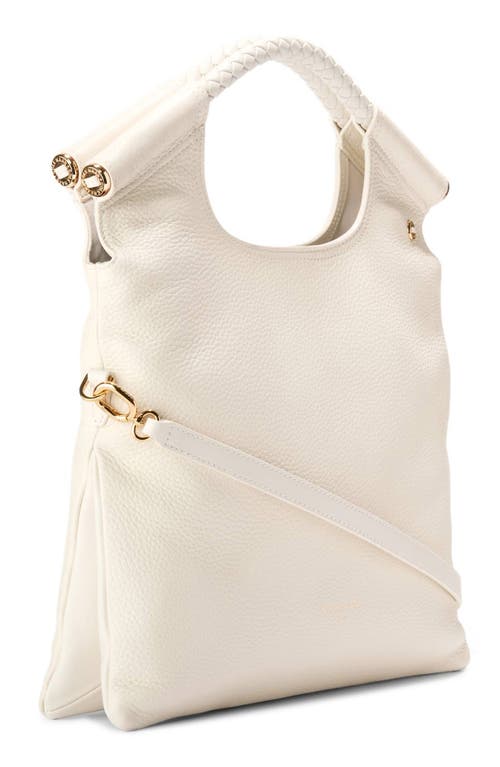 Cole Haan Carolyn Leather Foldover Tote In Ivory