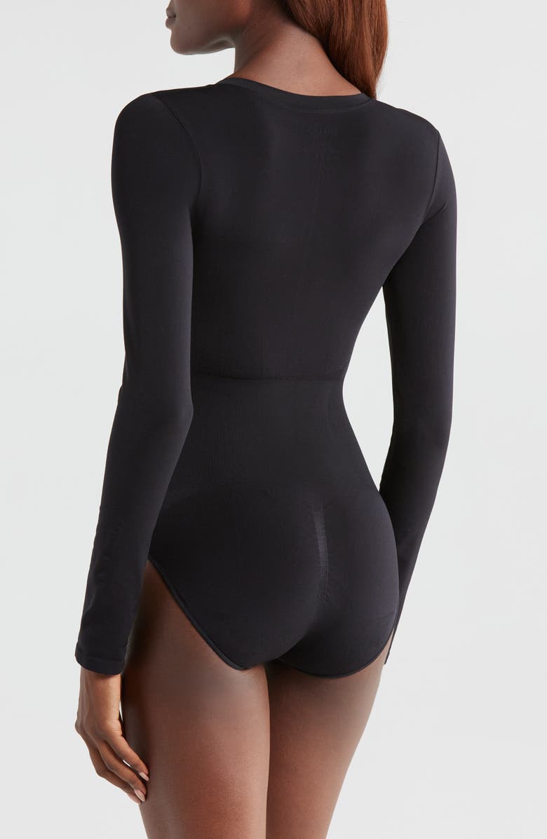 Pinsy Butter Sculpt V-Neck Bodysuit, Alternate, color, Black