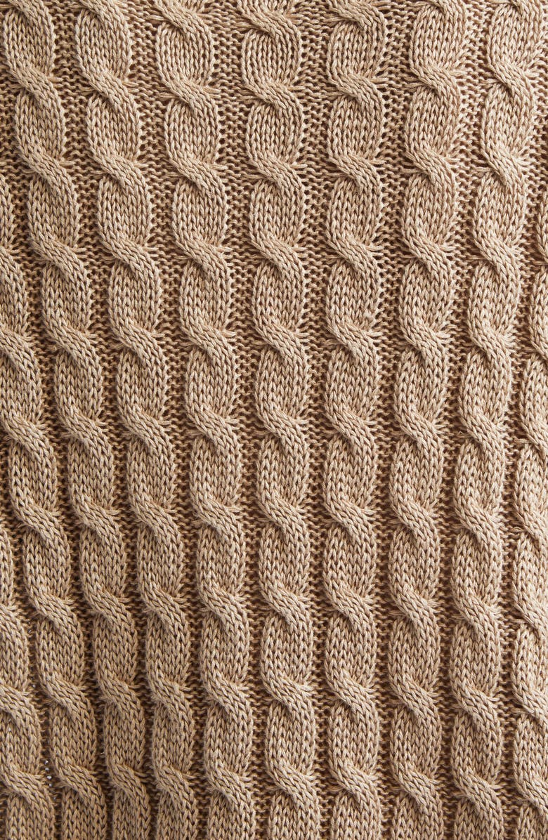 Max Mara Talamo Cable Knit Linen Sweater, Alternate, color, Desert