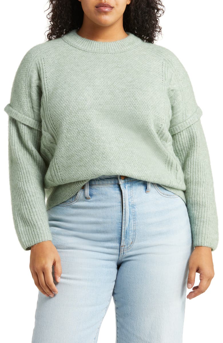 Madewell Cable Stitch Crewneck Sweater, Main, color,