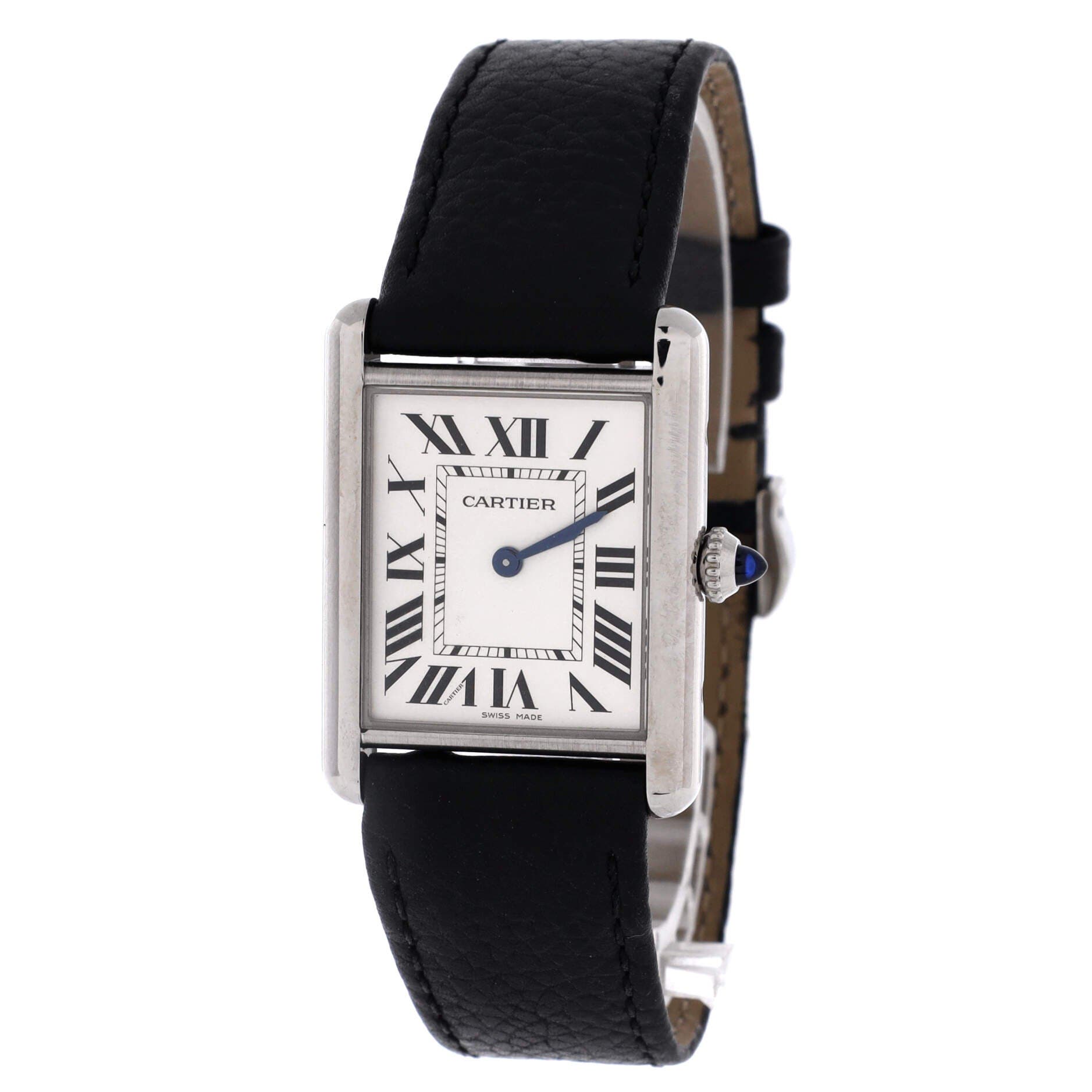 Must de Cartier Tank Quartz Watch Stainless Steel and Leather 25, Alternate, color, Black