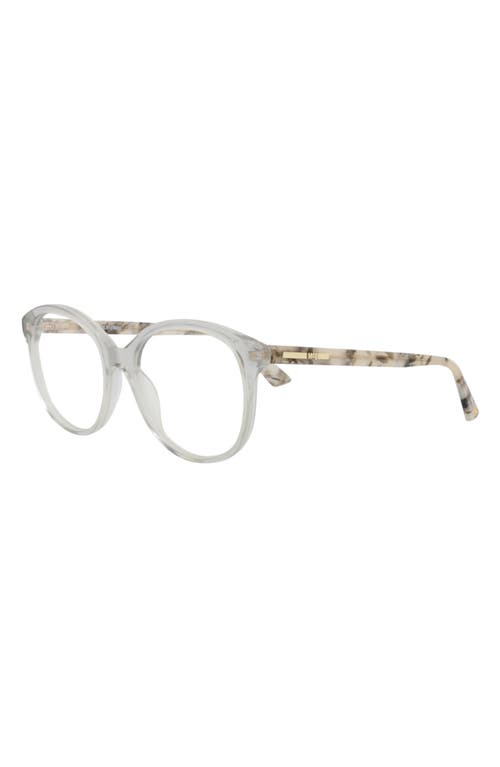 Alexander Mcqueen Mcqueen 53mm Round Optical Glasses In Grey Havana Transparent