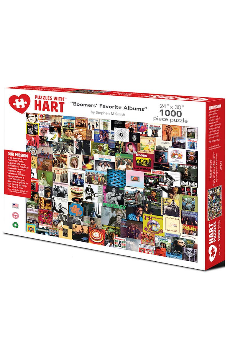 Hart Puzzles Boomers' Favorite Albums 24 x 30 Inch 1000 Piece Puzzle, Main, color, Multicolored