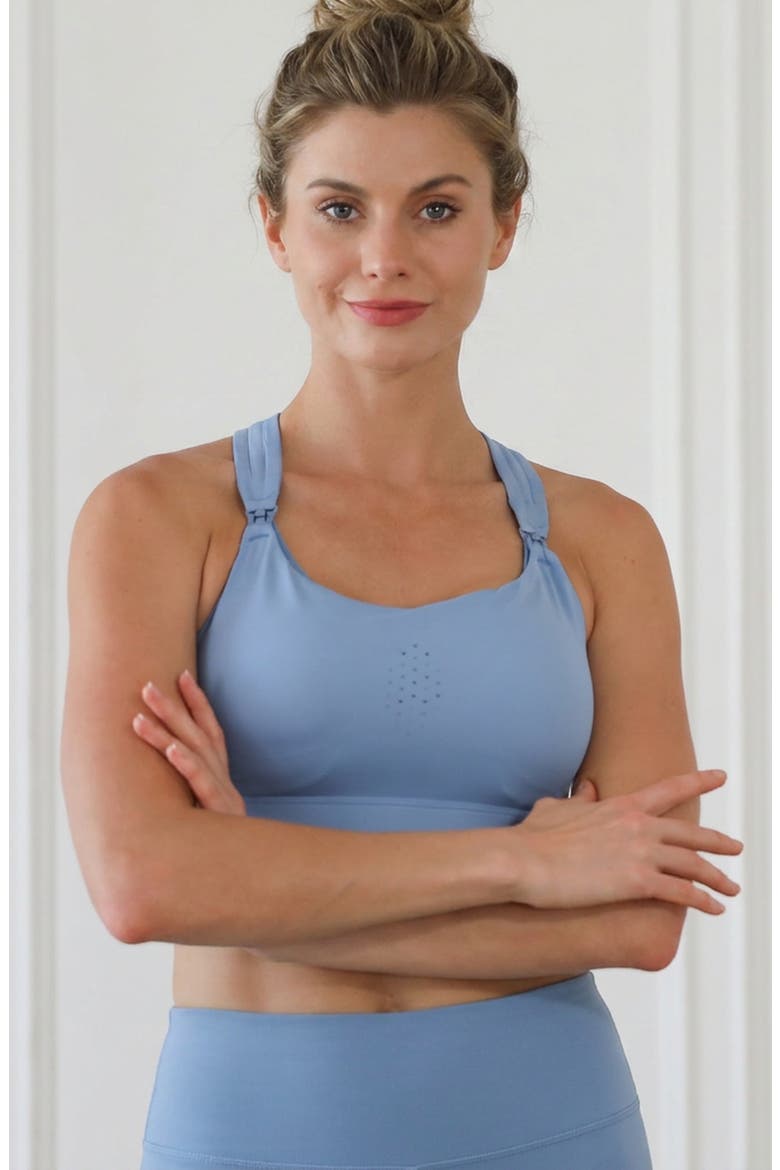 Chloe 3 Running Nursing Sports Bra, Alternate, color, Malibu Blue