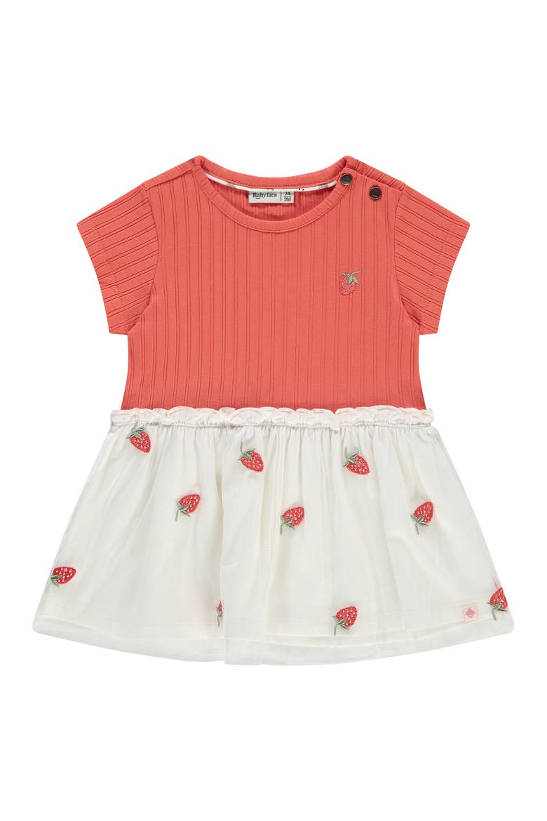 Multitextured Short Sleeve Dress, Main, color, Grapefruit
