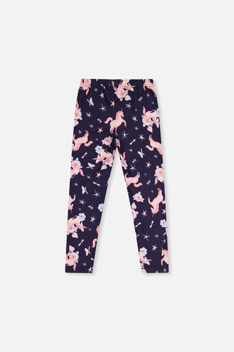 Soft Elastic Waistband Unicorn Leggings, Alternate, color, Navy Unicorn Print