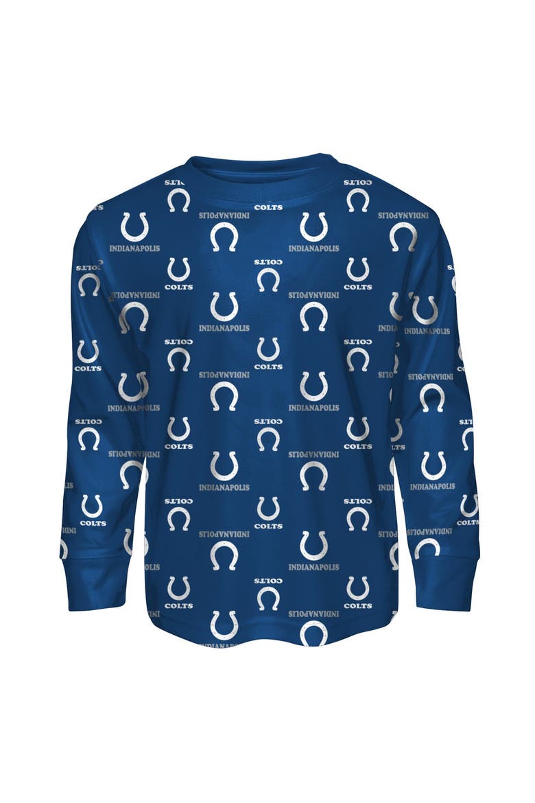 Youth Outerstuff Royal Indianapolis Colts All-Over-Print Long Sleeve T-Shirt and Pants Sleep Set, Alternate, color, Royal