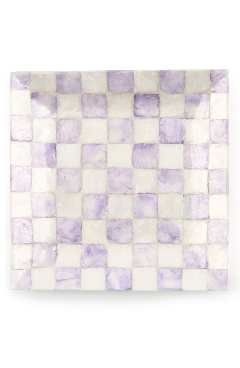 MACKENZIE CHILDS Violet Check Capiz Catchall Tray, Alternate, color, Violet